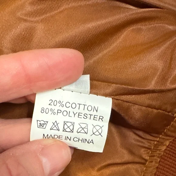 Women's Brown Bomber Jacket faux leather - Picture 7 of 7